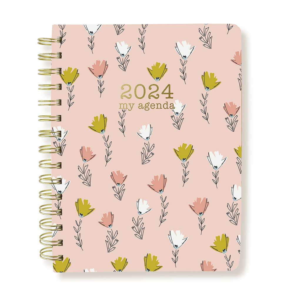 Image of Graphique de France 2024 Sketch Floral Weekly Academic Spiral Vegan Leather Planner - 6" x 8" - Assorted - English
