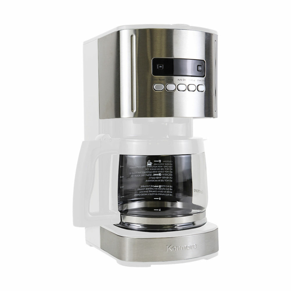 Image of Kenmore Aroma Control 12-Cup Programmable Coffee Maker with Reusable Filter - White and Stainless Steel