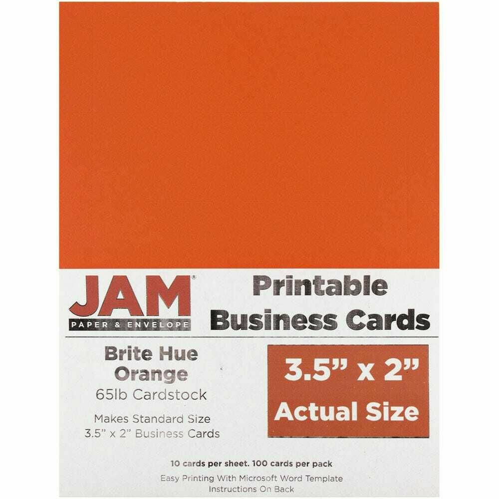 Image of JAM Paper Printable Business Cards - 3-1/2" x 2" - Orange - 100 Pack