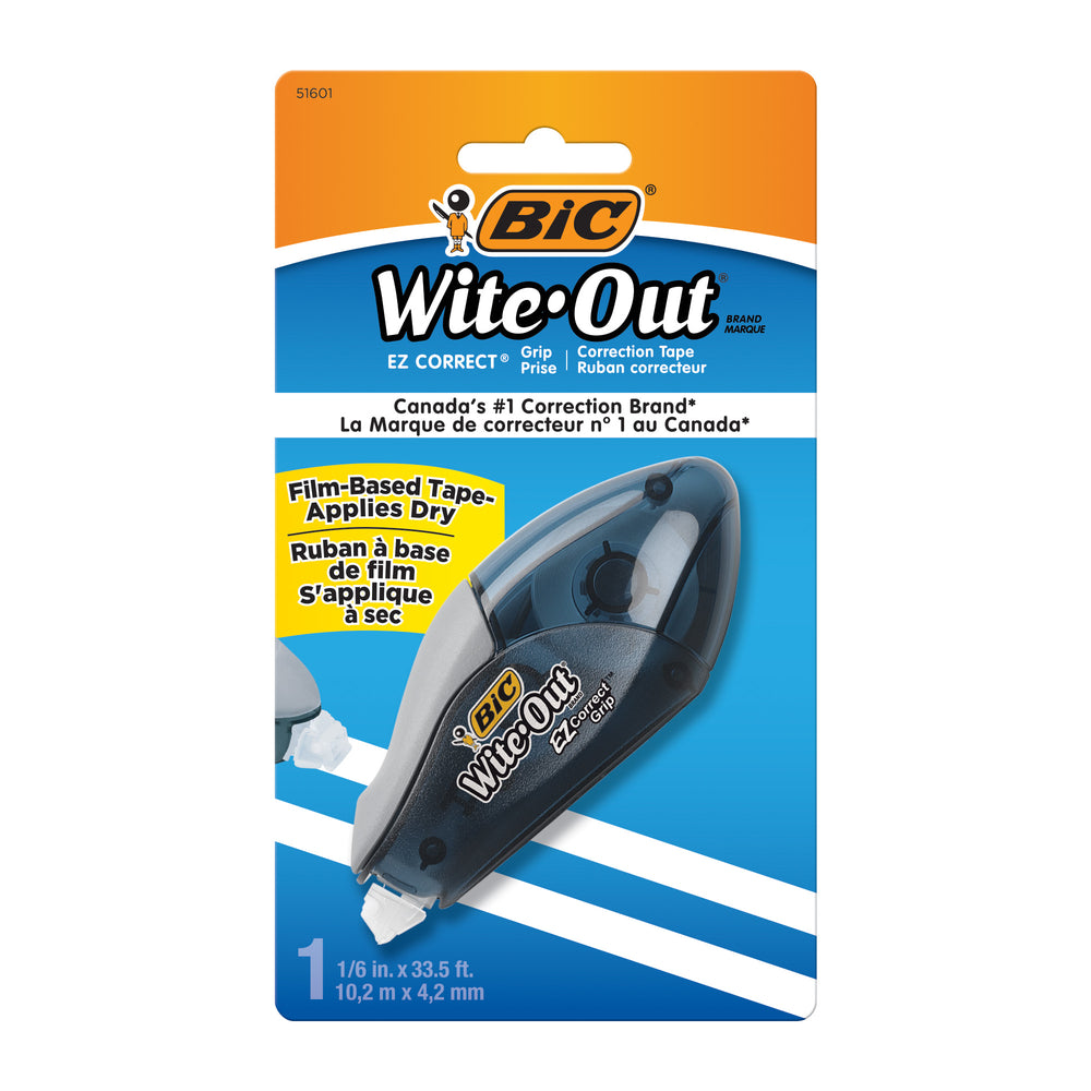 Image of BIC Wite-Out EZ Correct Grip Tape - White - Tear-Resistant Tape
