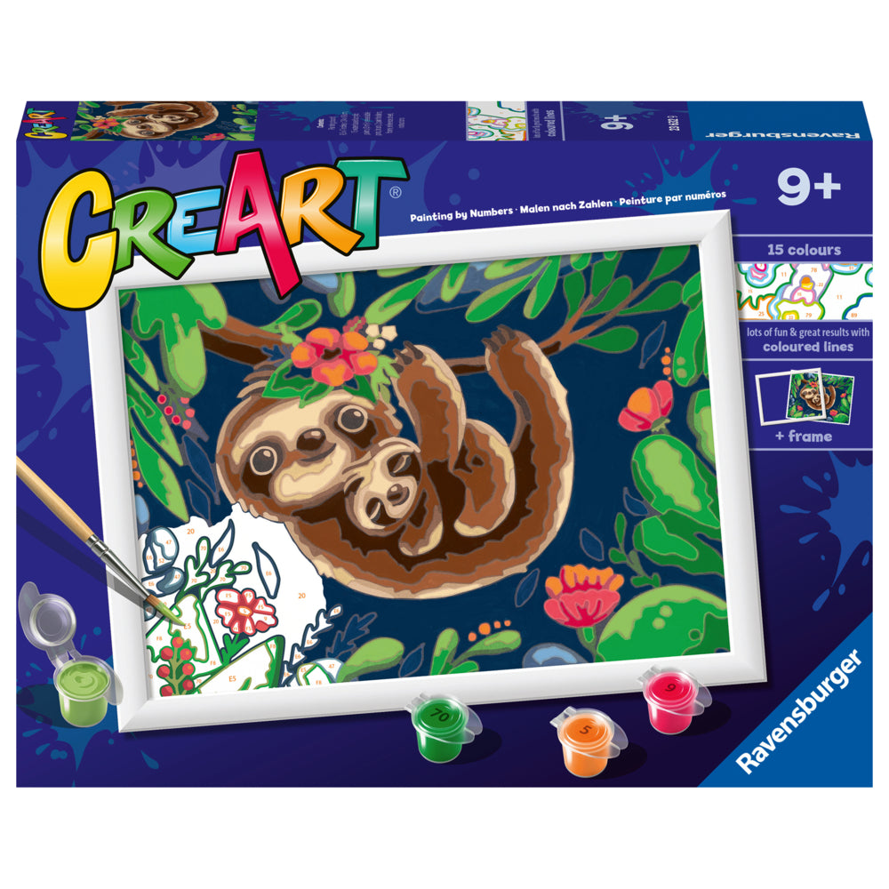 Image of Ravensburger CreArt Sweet Sloths Painting By Numbers Kit