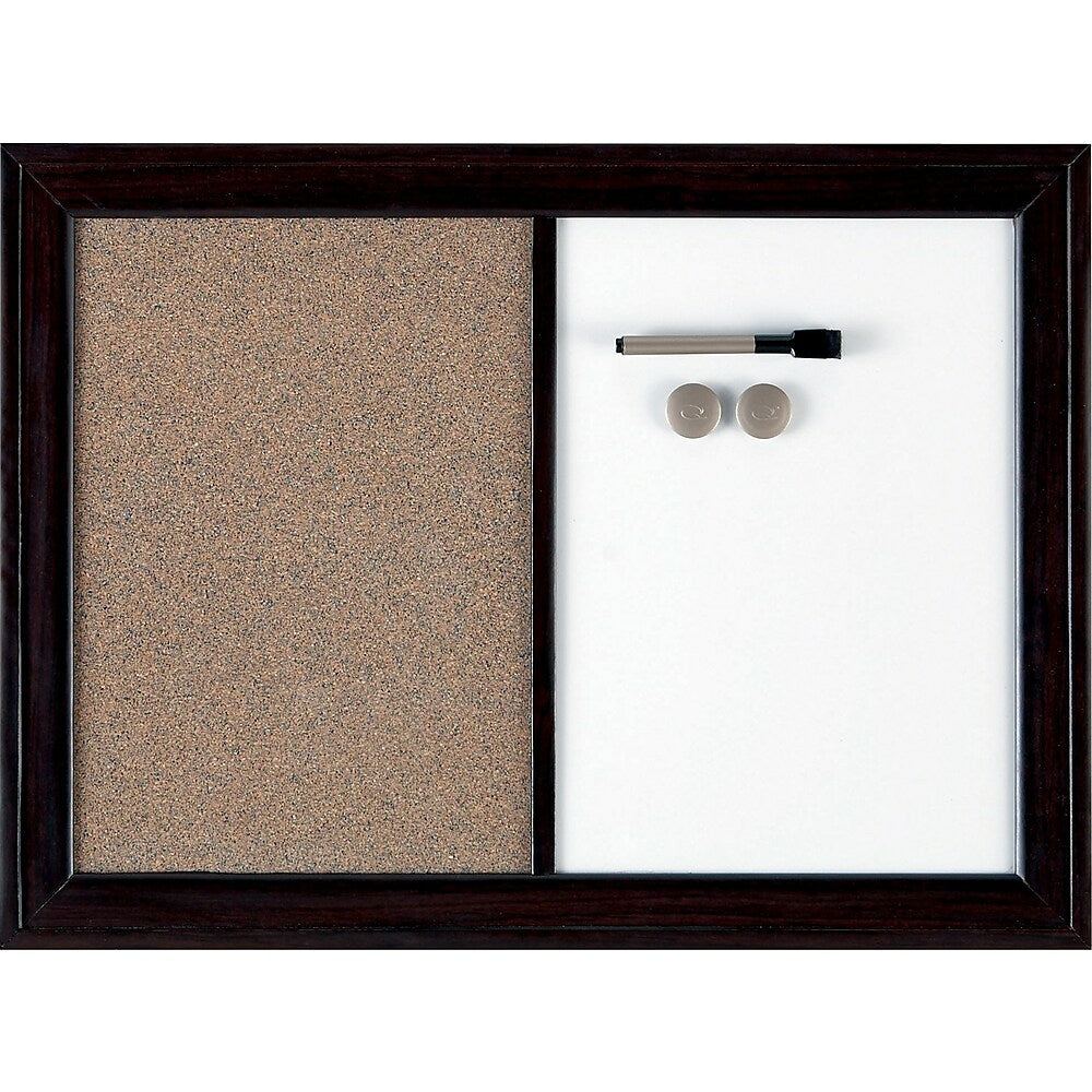 Image of Quartet Espresso Combination Board, Bulletin and Magnetic Dry-Erase, Espresso Frame, 24" x 36"