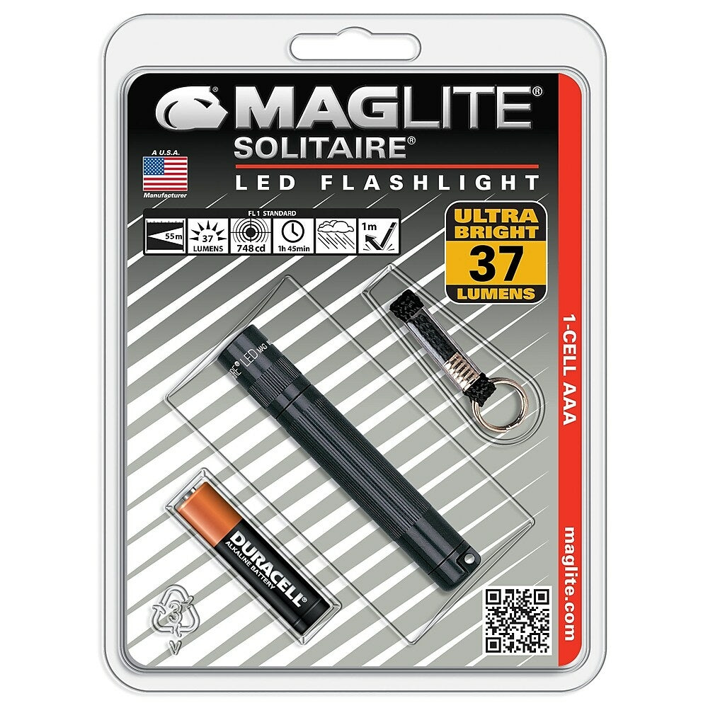 Image of Maglite LED 1-Cell AAA Solitaire Flashlight, Black (SJ3A016)