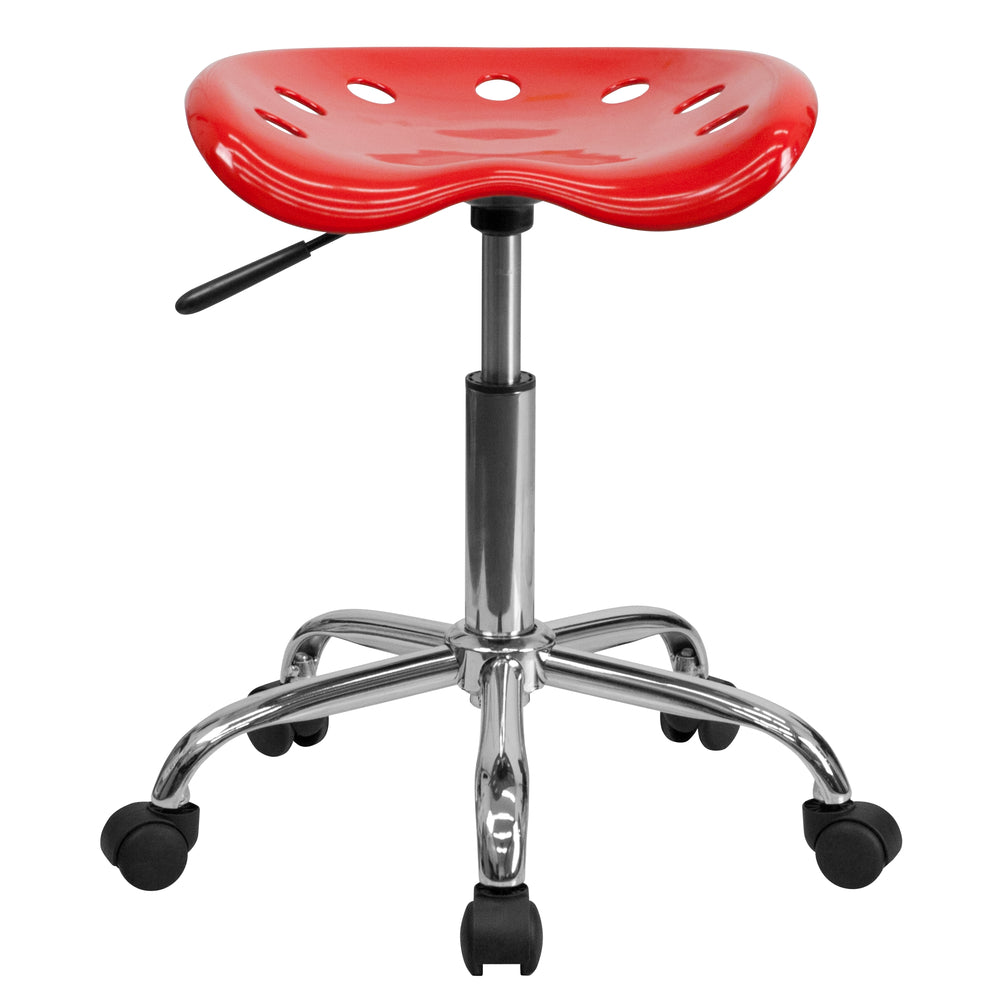 Image of Flash Furniture Vibrant Tractor Seat & Chrome Stool - Red