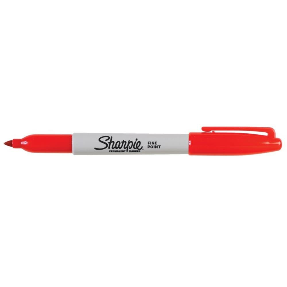 Image of Sharpie Permanent Markers - Fine Tip - Red - 12 Pack