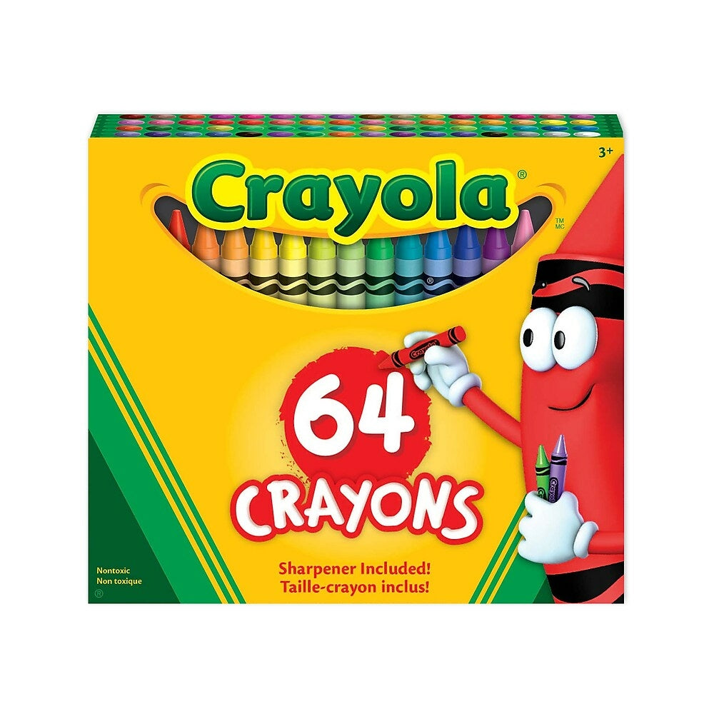 Image of Crayola Crayons with Built-In Sharpener - Assorted Colours - 64 Pack