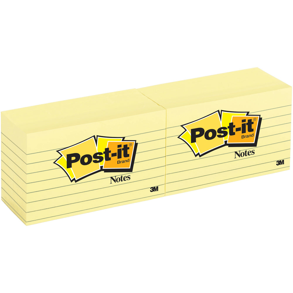 Image of Post-It Notes - Canary Yellow - 3" W x 5" L (7.6 cm W x 12.7 cm L) - 100 Per Pad - 12 Per Pack, 12 Pack