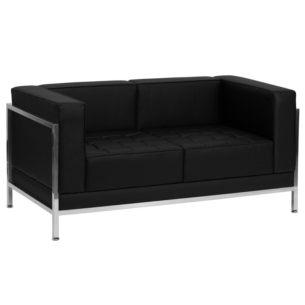 Image of Flash Furniture HERCULES Imagination Series Contemporary Black LeatherSoft Loveseat with Encasing Frame