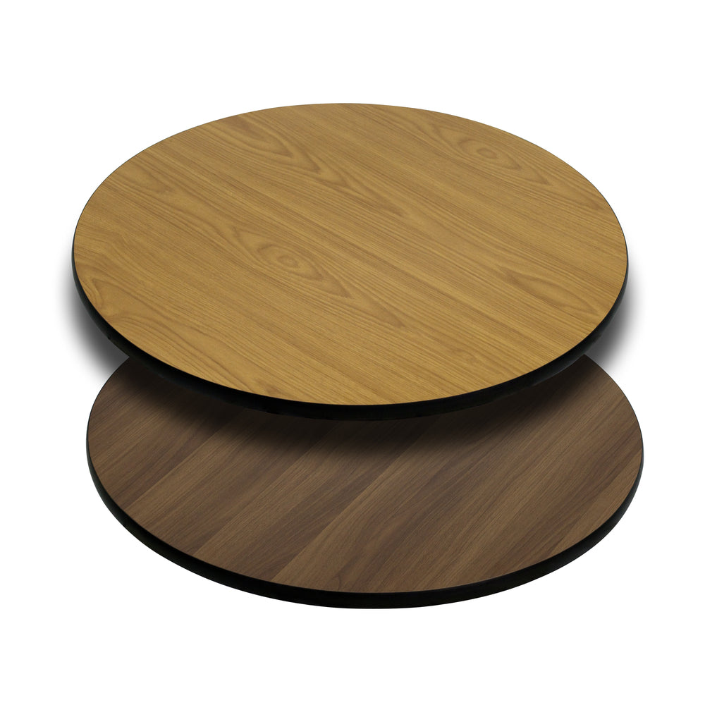 Image of Flash Furniture 36" Round Table Top with Natural or Walnut Reversible Laminate Top, Brown