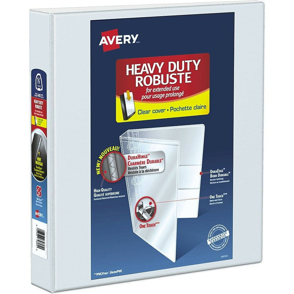 Image of Avery Heavy Duty View Binder, 1-1/2" Sized One Touch Locking D Ring, White, (79795)