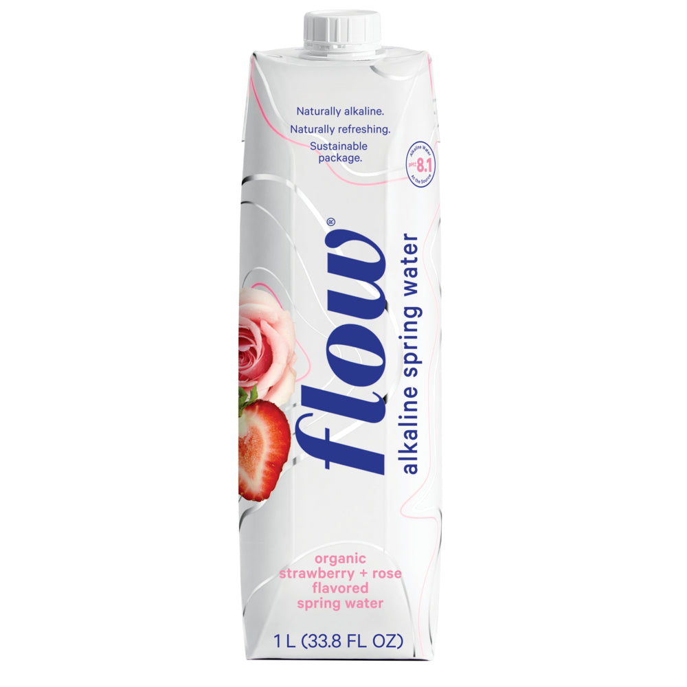 Image of Flow Alkaline Spring Water - Organic Strawberry/Rose - 1L - 12 Pack