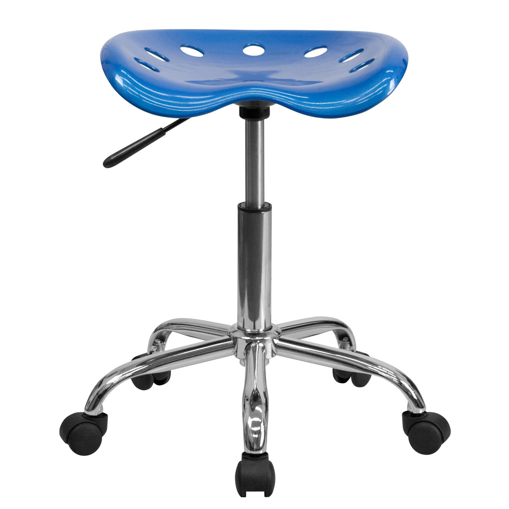 Image of Flash Furniture Vibrant Bright Blue Tractor Seat & Chrome Stool
