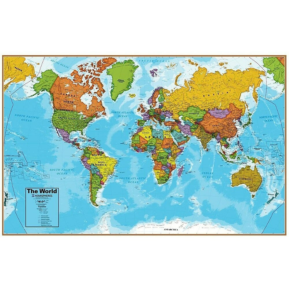 Image of Round World Products Hemispheres Laminated U.s./world Map, 2 Pack