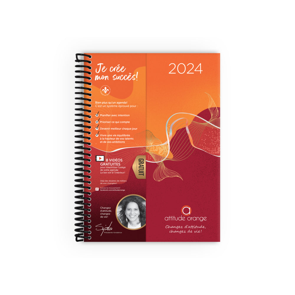 Image of Attitude Orange 2024 12 Month Agenda - 8" W x 10.5" H - French