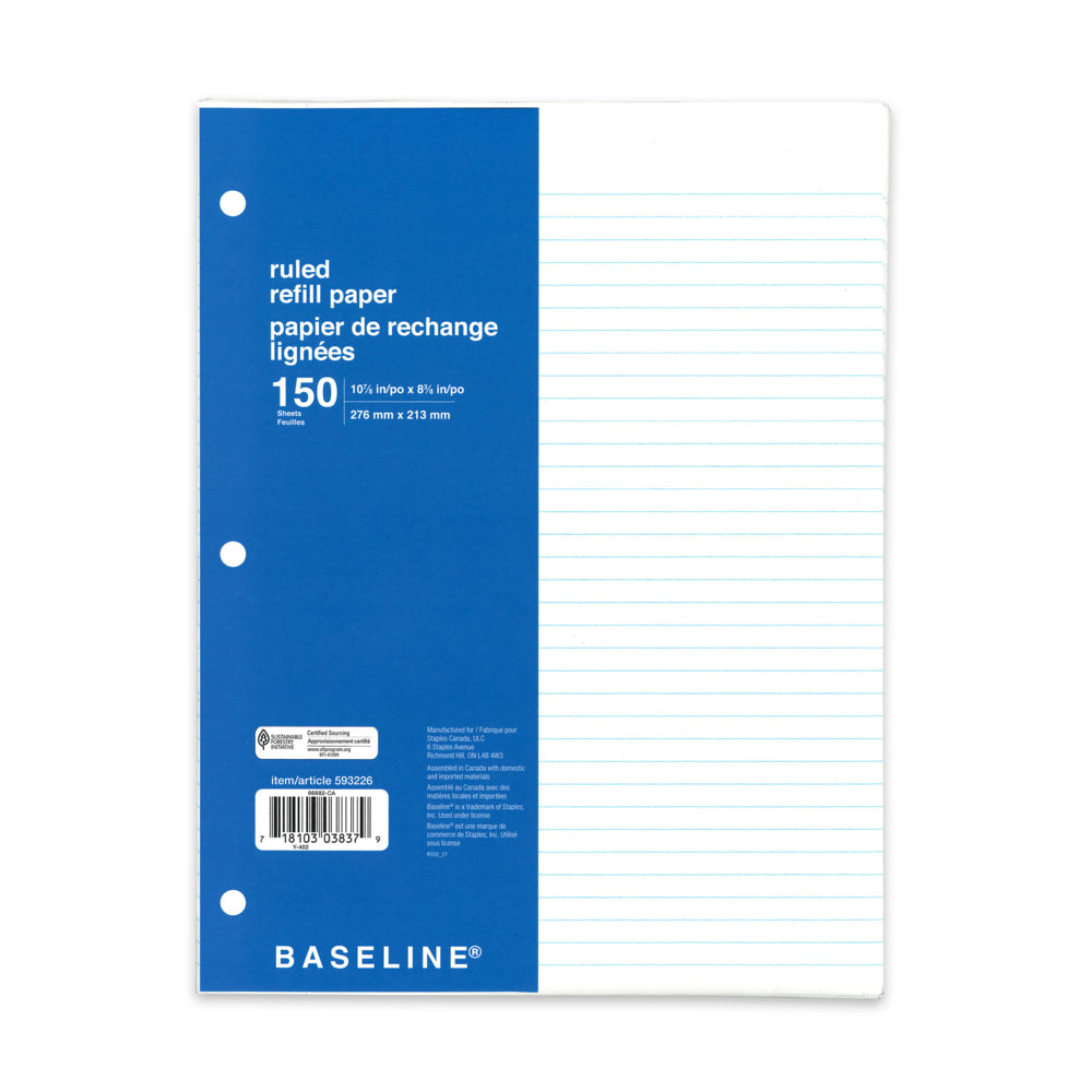 Bold Line Notebook Paper: Loose Sheets: 9-16 Inch Line Spacing