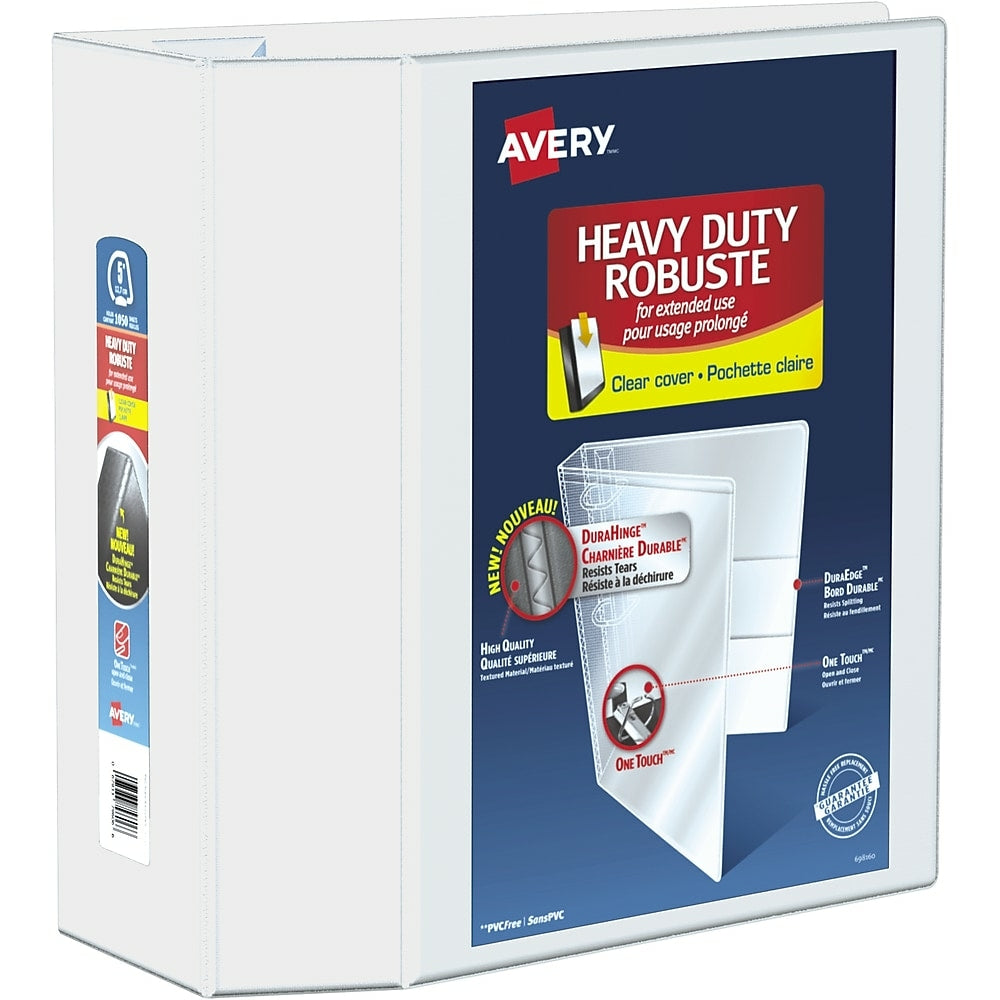 Image of Avery Heavy Duty View Binder, 5" Sized One Touch Locking D Ring, White, (79706)