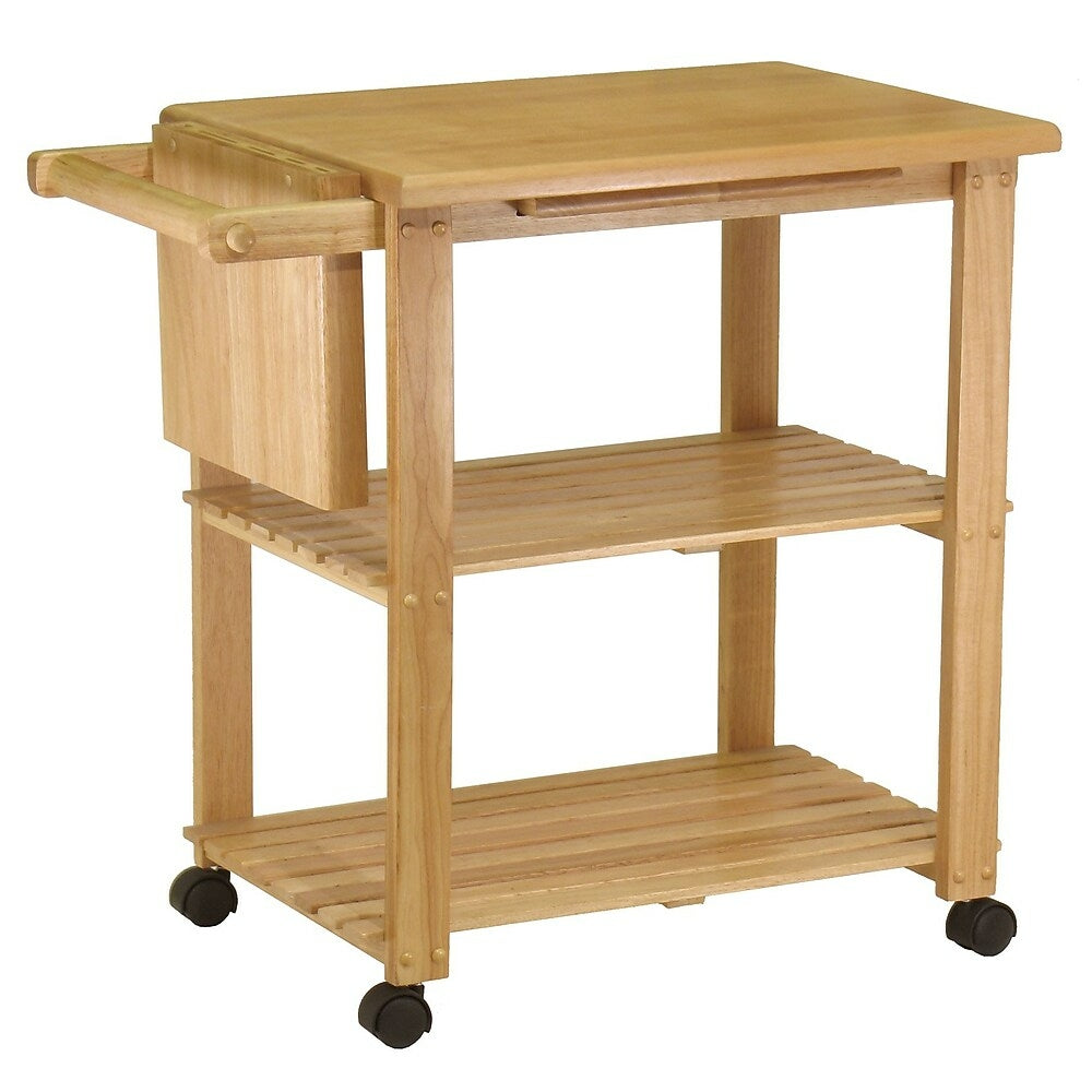 Image of Winsome Kitchen Cart with Cutting Board, Knife Block and Shelves, Natural