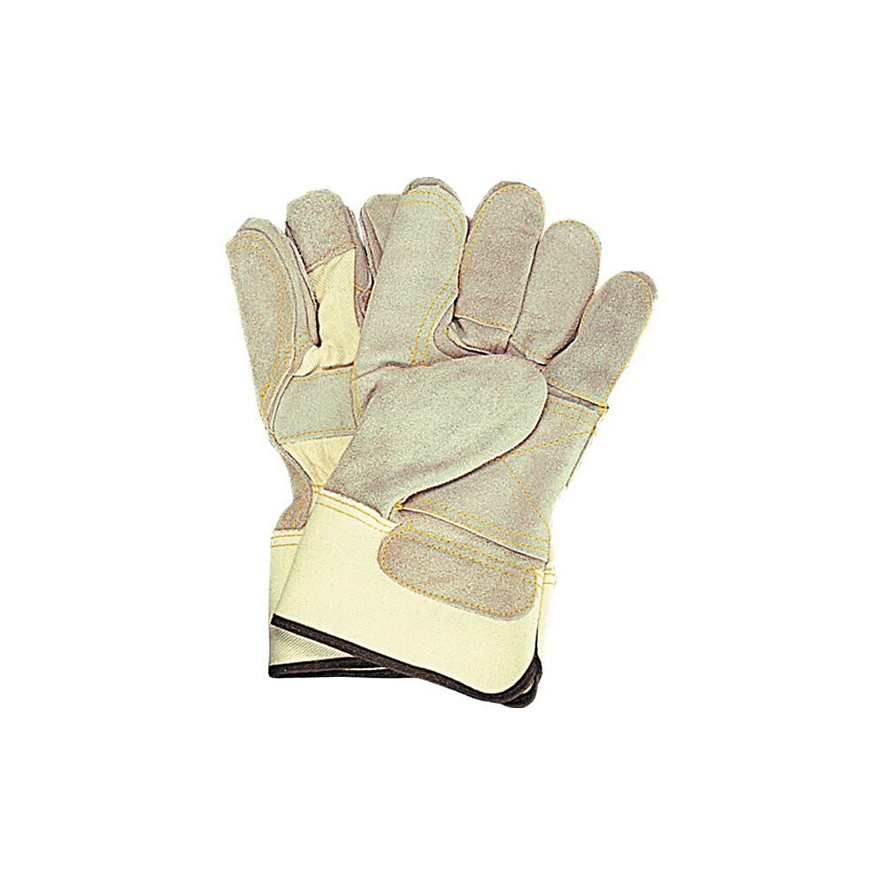 Image of Zenith Safety Standard Quality Double Palm Fitters Glove, Large, Split Cowhide Palm, Cotton Inner Lining, 24 Pack (SD604)