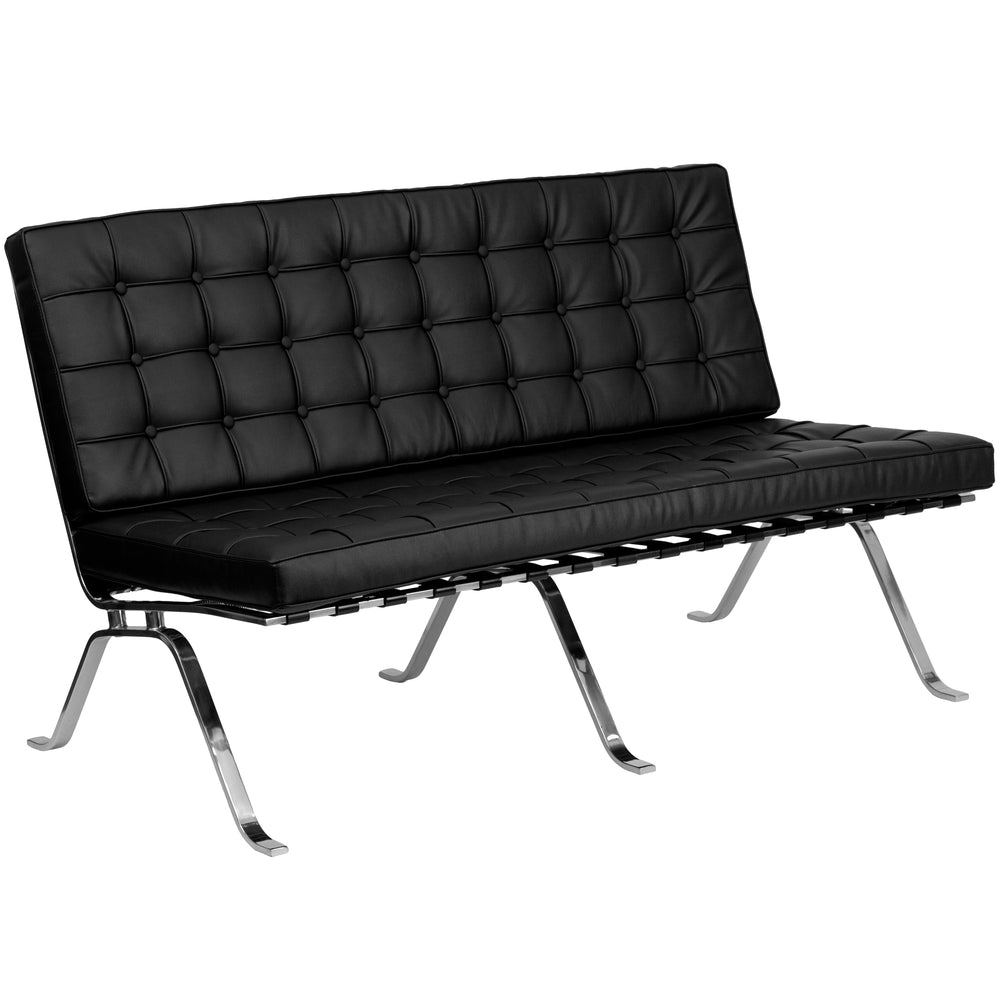 Image of Flash Furniture HERCULES Flash Series Black LeatherSoft Loveseat with Curved Legs