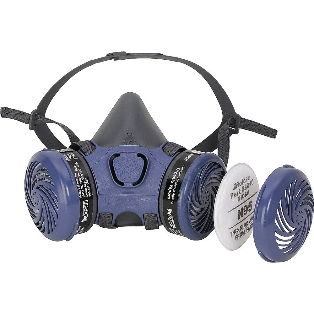 Image of Moldex Pre-Assembled Paint/Spray Pesticide 7000 Half-Mask Respirator, Thermoplastic/Elastomer, Medium - 2 Pack