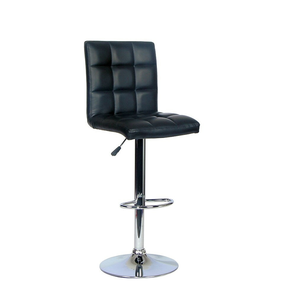 Image of TygerClaw Bar Stool with Back support, 17.7" x 25.6" x 11", Black