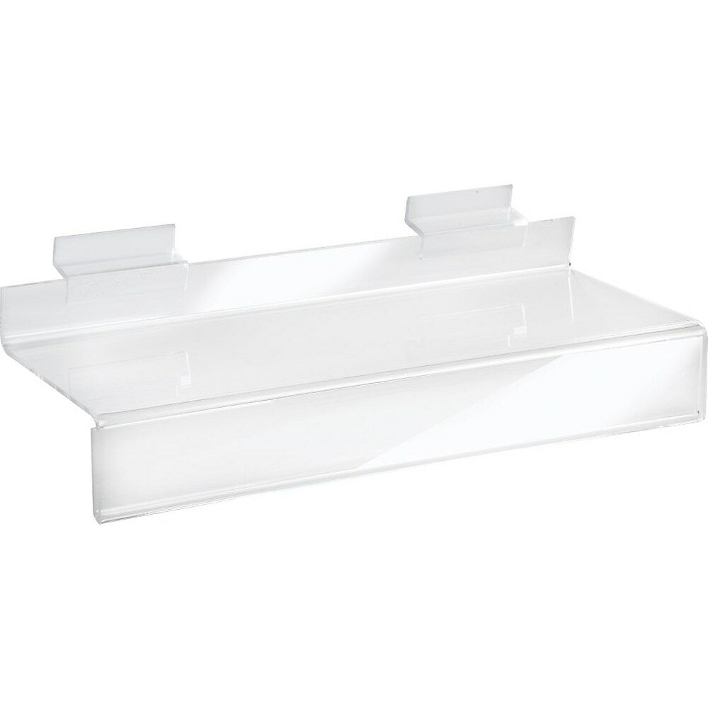 Image of Wamaco Acrylic Slatwall Shelves with 1" Sign Slots, 4"Wx 10"D, 10 Pack