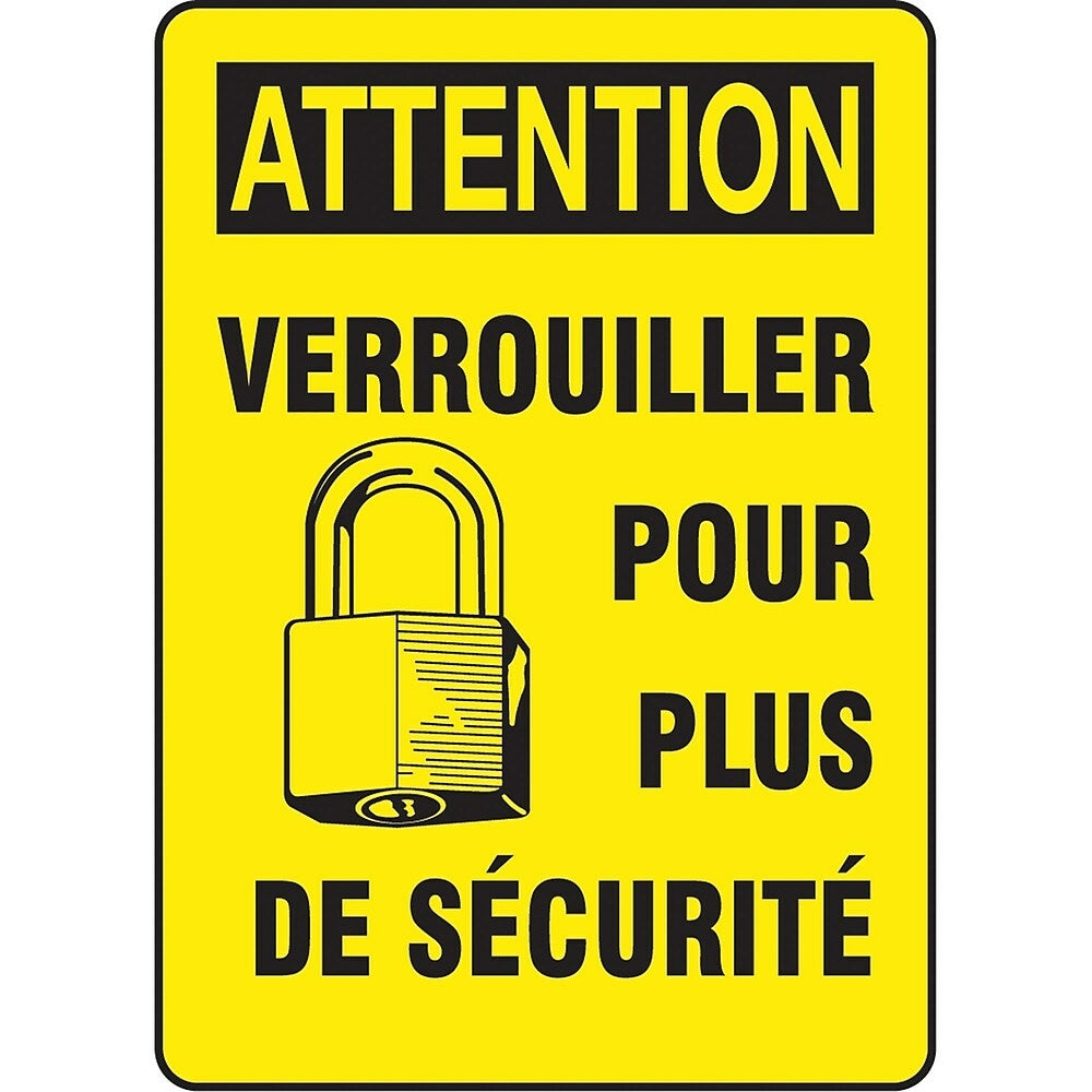 Image of Safety Signs and Identification, Electrical, Attention; Verouiller Pour Plus De Securite, SAZ578, Yellow