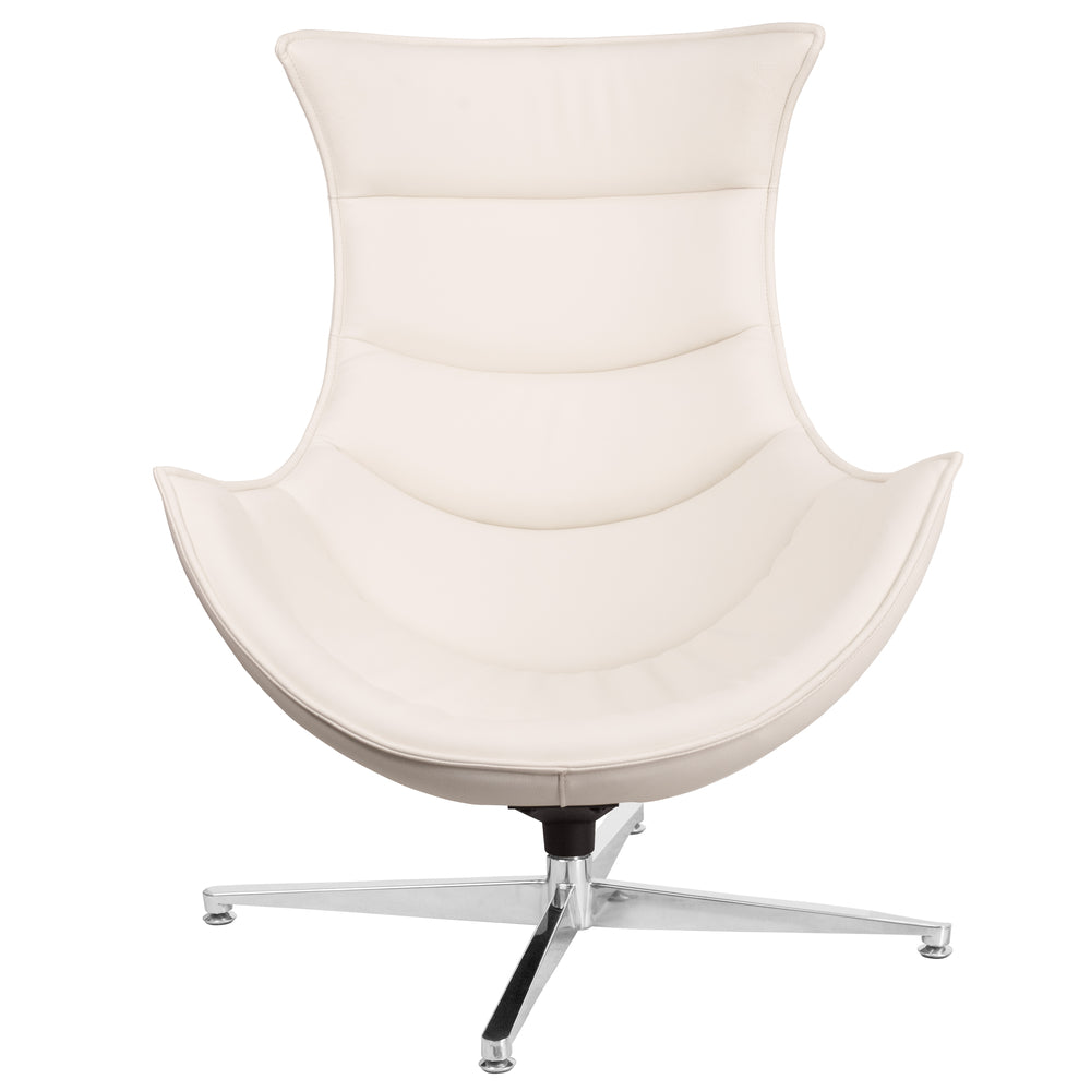 Image of Flash Furniture Melrose Leather Swivel Cocoon Chair - White