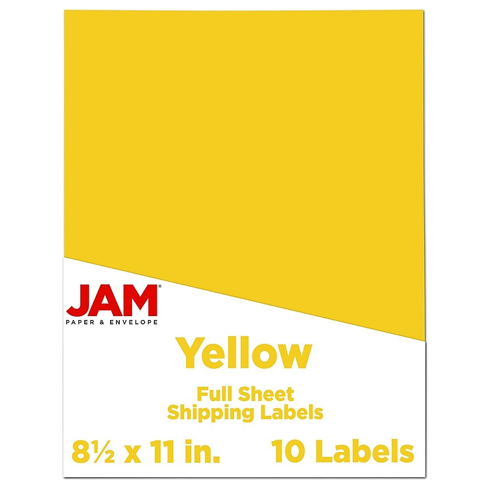 Image of JAM Paper Full Page Labels, 8.5 x 11 Sticker Paper, AstroBrights Solar Yellow, 2 sets of 5 (337628610g), 10 Pack