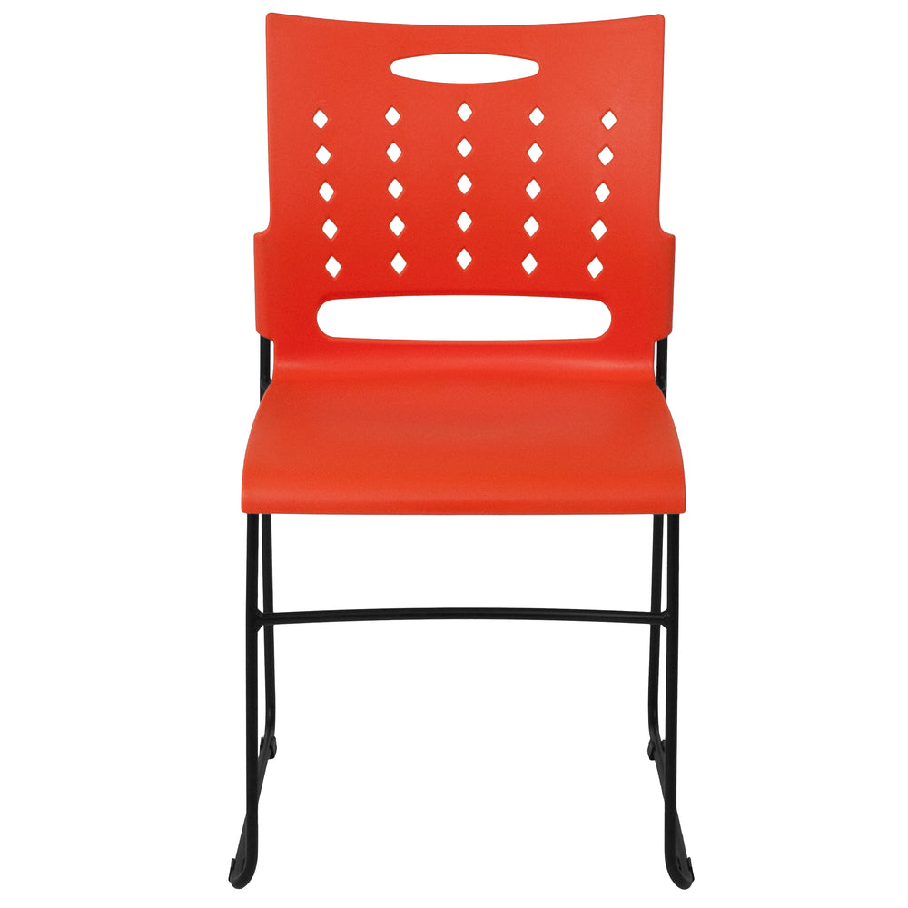 Image of Flash Furniture HERCULES Series Sled Base Stack Chair with Air-Vent Back - Orange