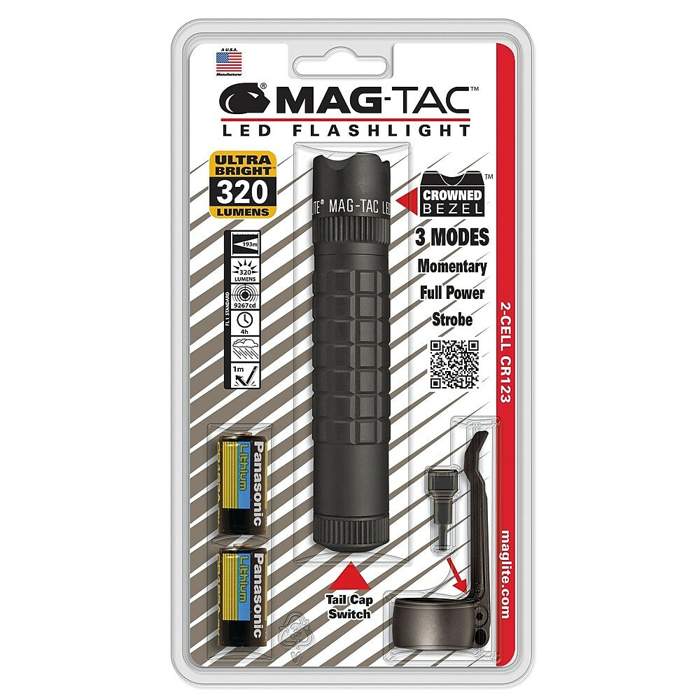 Image of Maglite MAG-TAC Crowned Bezel 2-Cell LED Flashlight, Black (SG2LRA6)