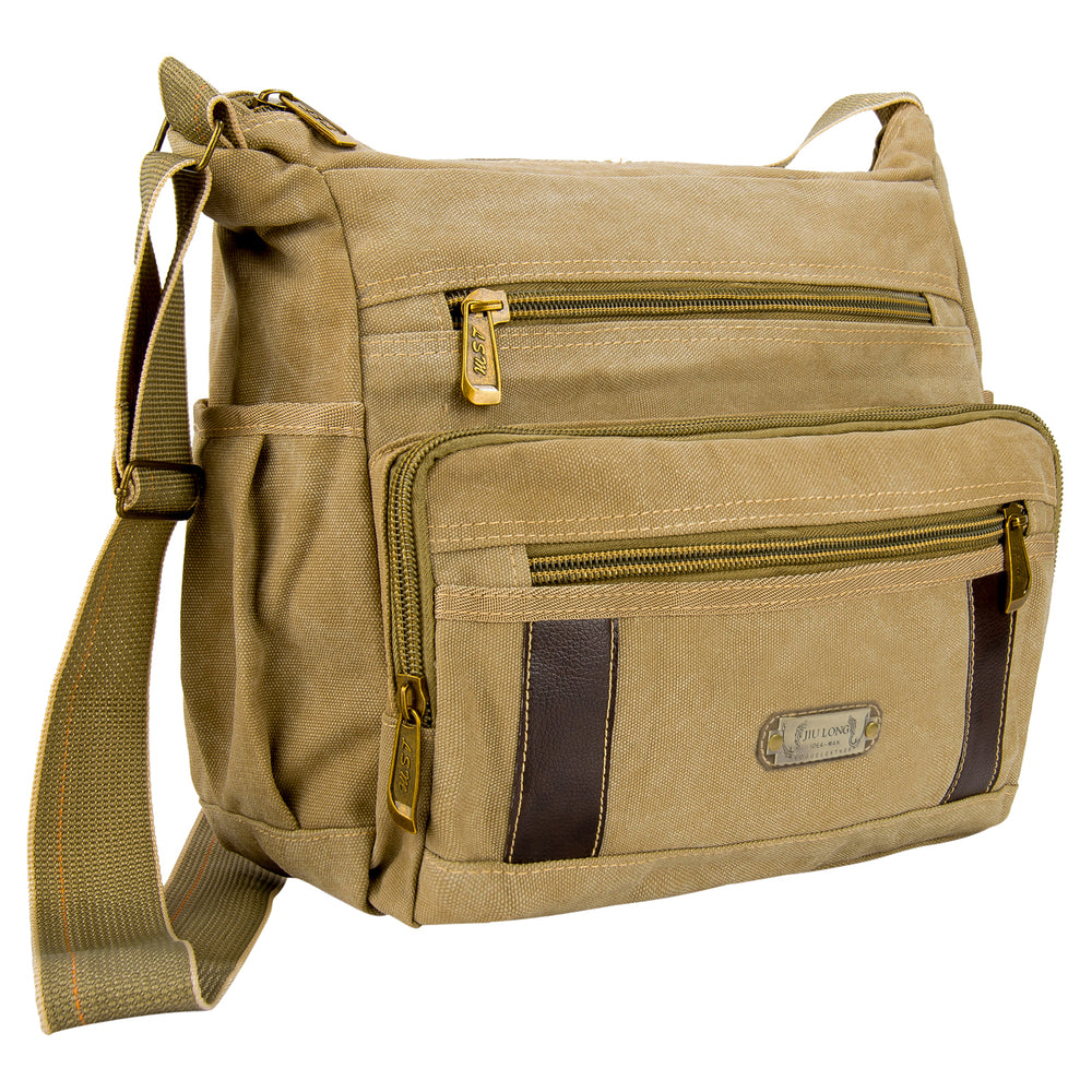 Image of Vangoddy Crossbody Canvas Messenger Bag - Unisex - Brown