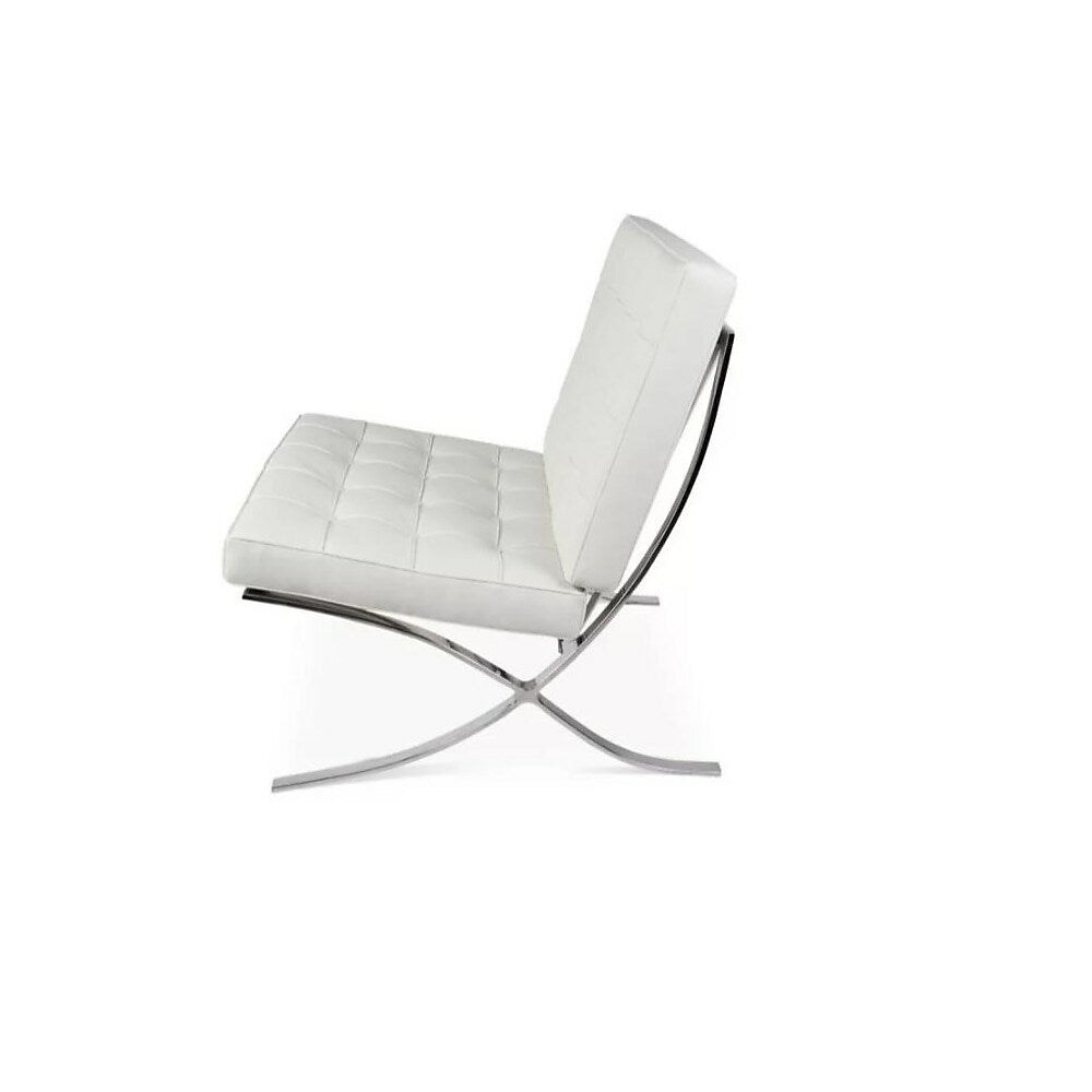 Image of Plata Import Cross Barcelona Chair, Front White Leather, Back (LS-5010-W)