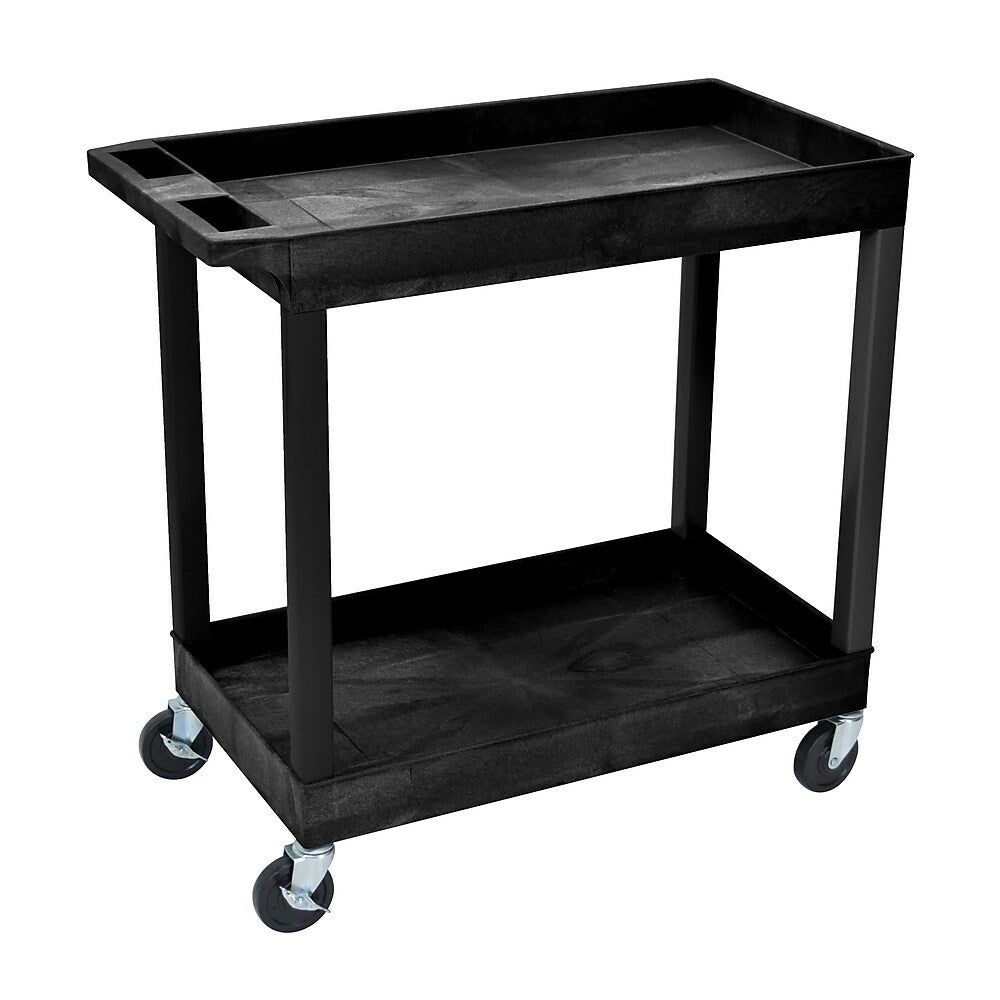 Image of Luxor E Series 2 Shelves Utility Tub Cart, Black