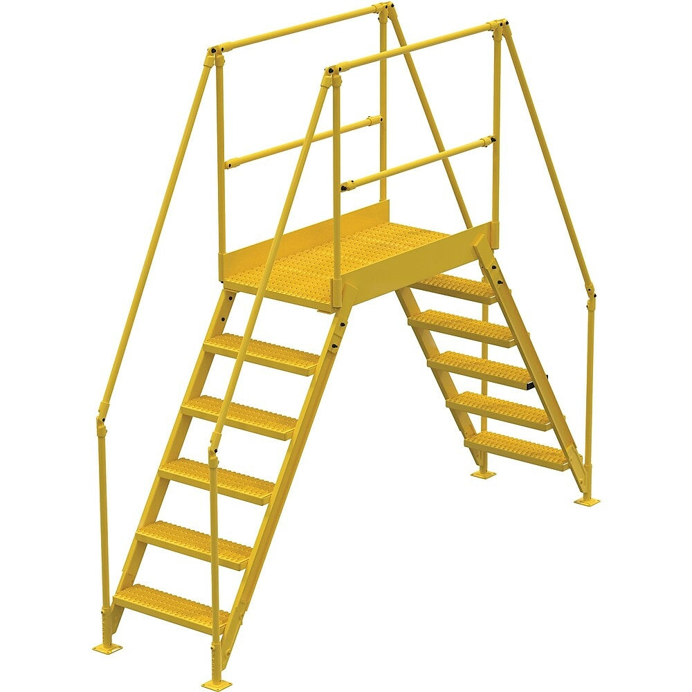 Image of Vestil Crossover Ladder, Platform Height: 60", Overall Span: 116" (COL-6-56-33), Yellow