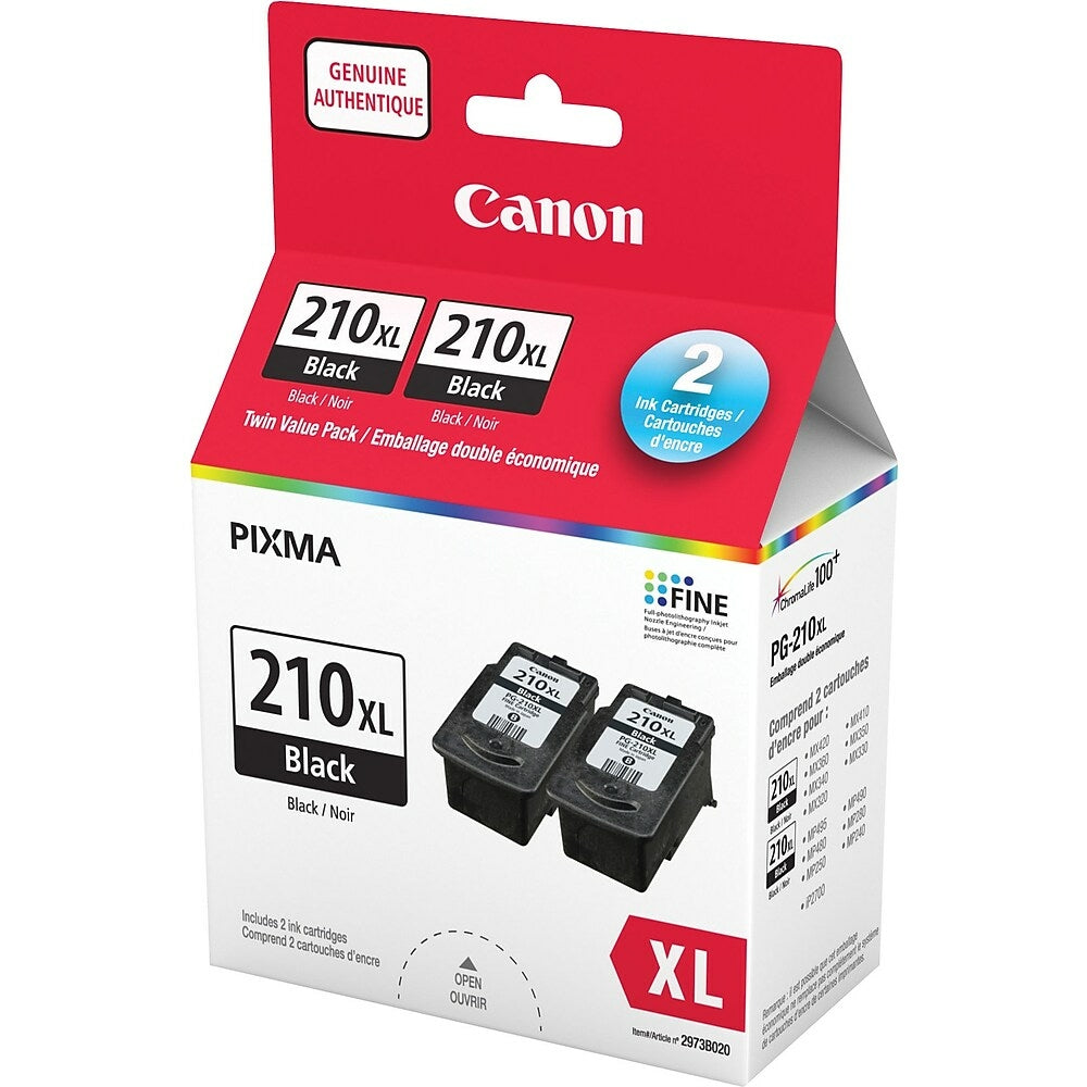 Image of Canon PG-210XL High-Yield Black Ink Cartridges, 2 Pack