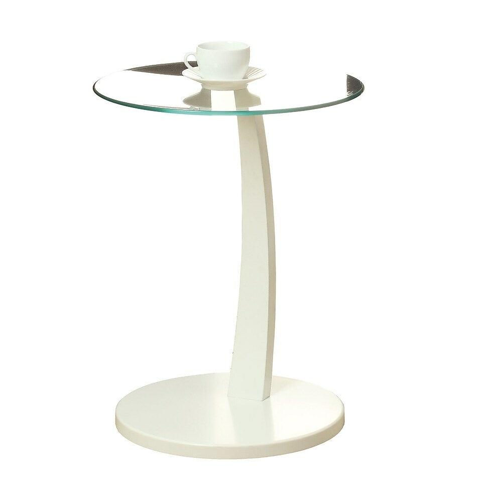 Image of Monarch Specialties - 3017 Accent Table - C-shaped - End - Side - Snack - Living Room - Bedroom - Laminate - White - Clear