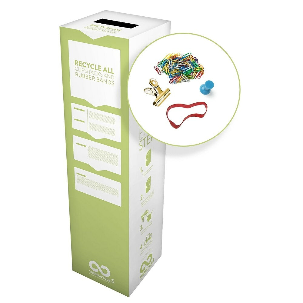 Image of TerraCycle Clips/Tacks and Rubber Bands Zero Waste Box - 11" x 11" x 40" - Medium