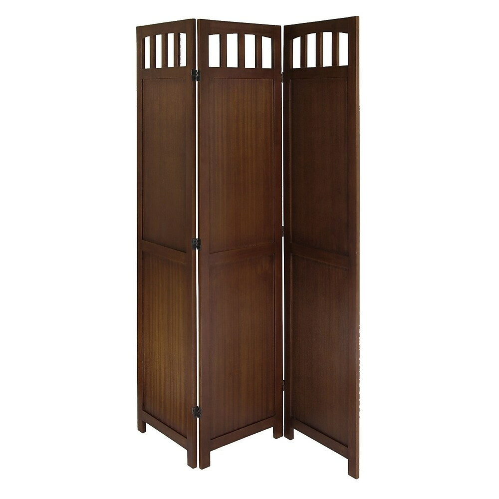 Image of Winsome 3-Panel Wood Folding Screen, Antique Walnut