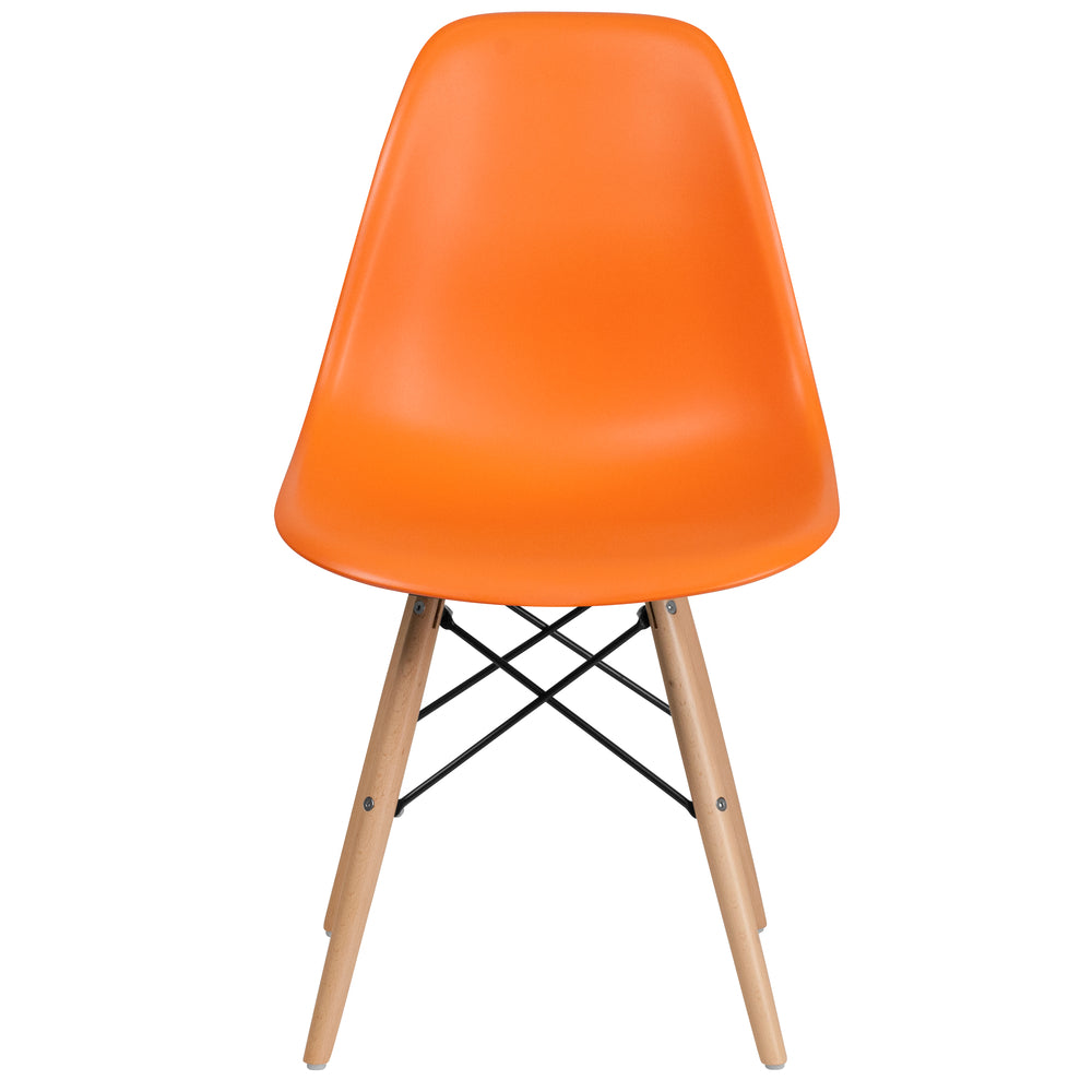 Image of Flash Furniture Elon Series Orange Plastic Chair with Wooden Legs