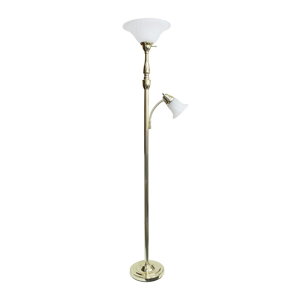 Image of Elegant Designs 2 Light Mother Daughter Floor Lamp, White Marble Glass Shades, Gold (LF2003-GLD)