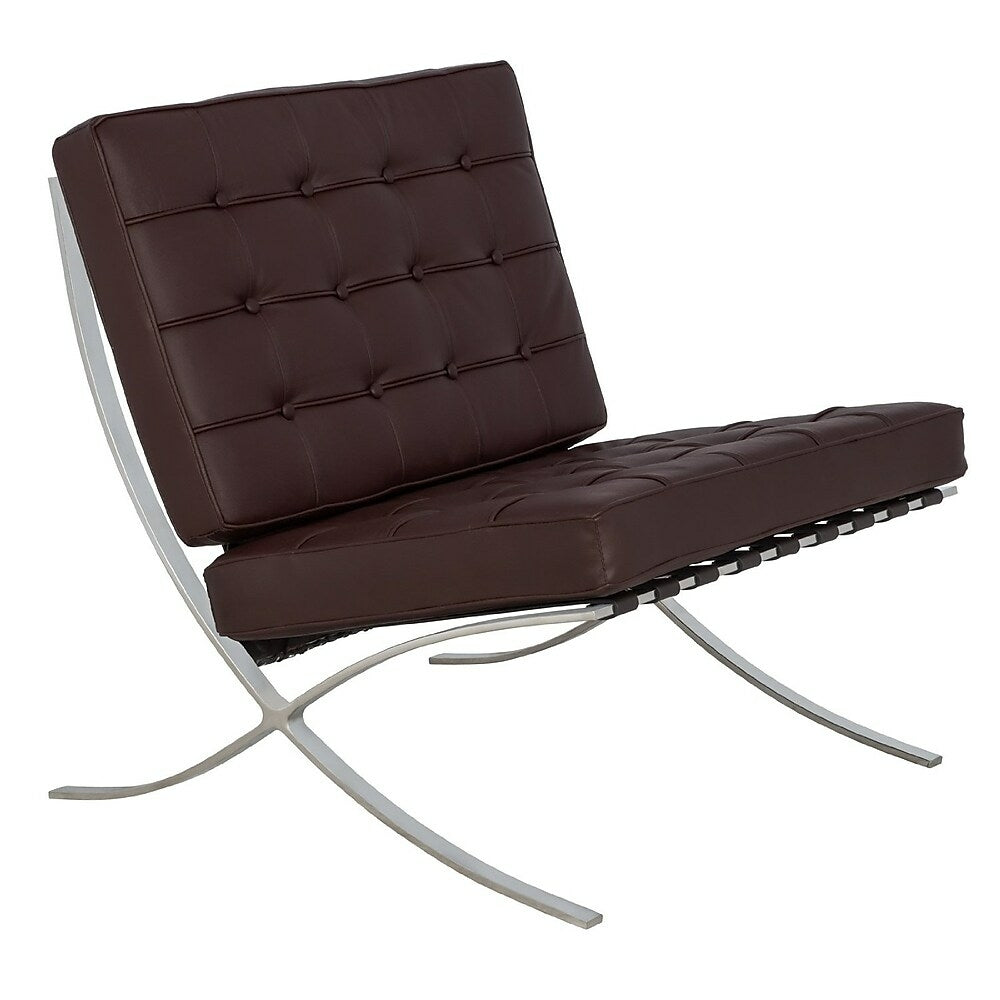 Image of Nicer Furniture Replica Mies van der Rohe Barcelona Leather Chair, Dark brown