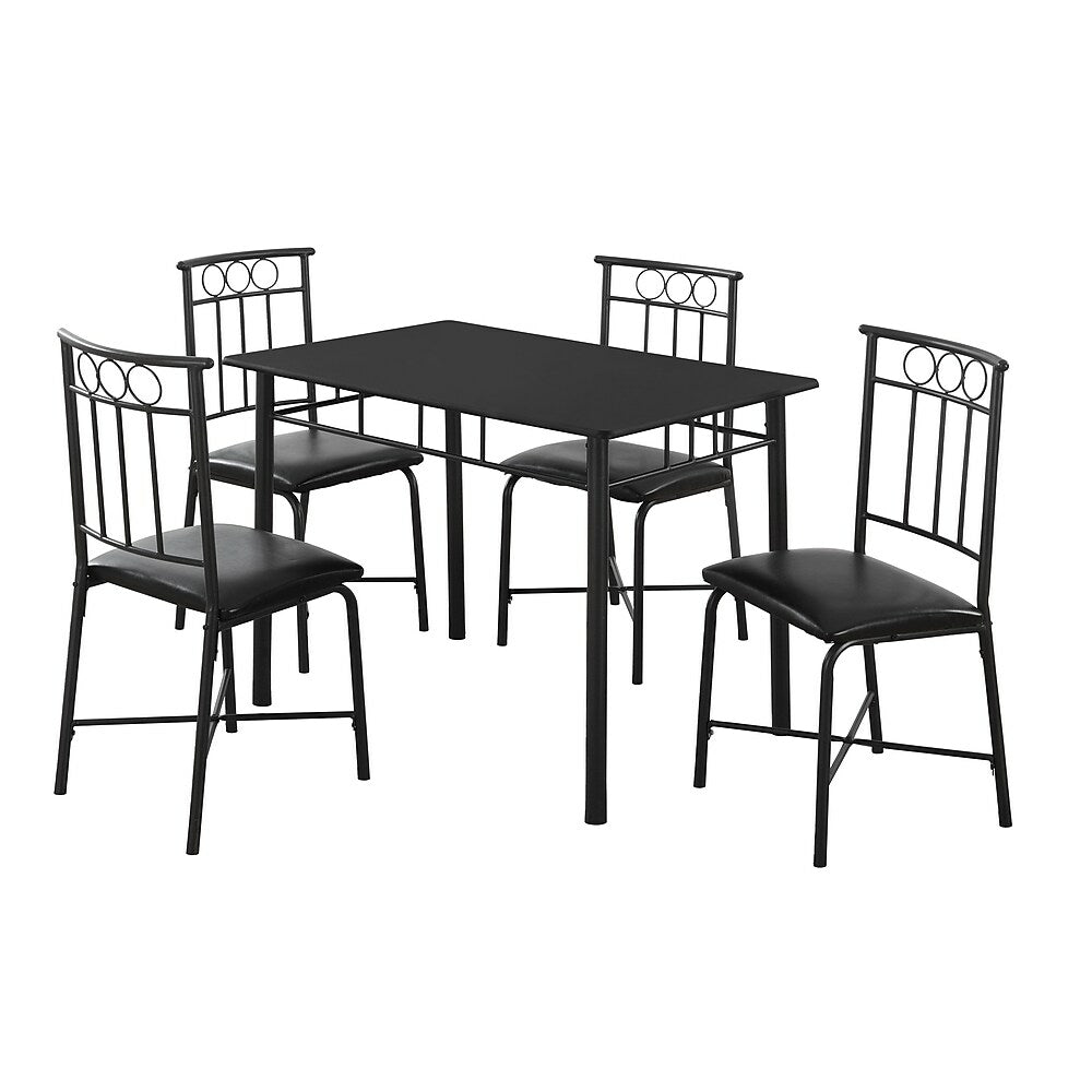 Image of Monarch Specialties - 1018 Dining Table Set - 5pcs Set - Small - 40" Rectangular - Kitchen - Metal - Laminate - Black
