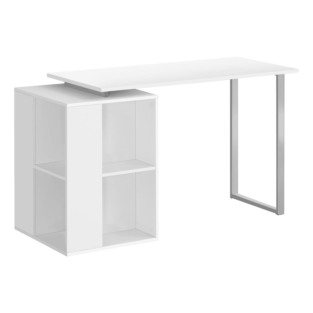 Image of Monarch Specialties - 7600 Computer Desk - Home Office - Storage Shelves - 55"L - Work - Laptop - Metal - White