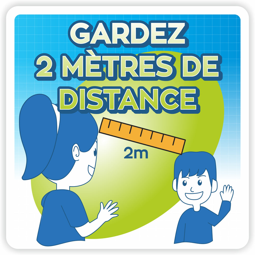 Image of Eddie's Vinyl "Gardez une distance de 2 m" Social Distancing Decal - 7.5" x 7.5" - French, White