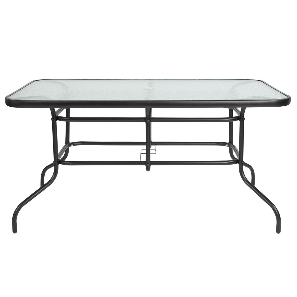 Image of Flash Furniture 31.5" x 55" Rectangular Tempered Glass Metal Table, Black