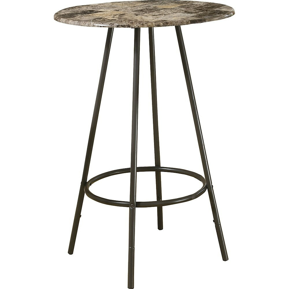 Image of Monarch Specialties - 2310 Home Bar - Bar Table - Bar Height - Pub - 30" Round - Small - Kitchen - Metal - Brown Marble Look