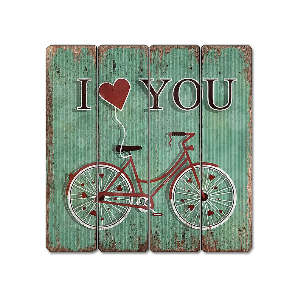 Image of Sign-A-Tology I Love you (Bike) Vintage Wooden Sign - 16" x 16"