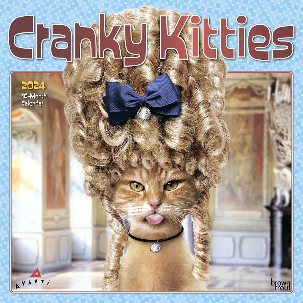 Image of BrownTrout 2024 Avanti Cranky Kitties Monthly Square Wall Calendar - 12" x 12" - Assorted - English