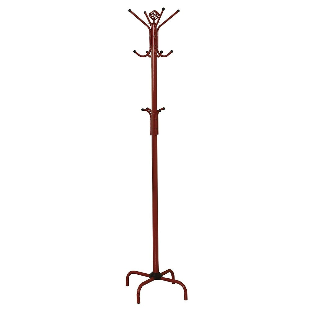 Image of Monarch Specialties - 2008 Coat Rack - Hall Tree - Free Standing - 12 Hooks - Entryway - 70"H - Bedroom - Metal - Red - Red